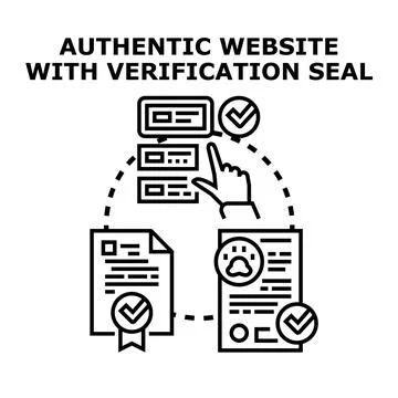 Website verification concept with authentic secure document seals Stock Illustration