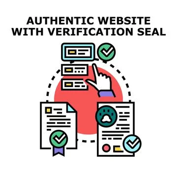Website verification concept with authentic secure document seals Stock Illustration