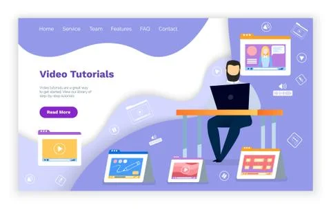 Website with Video Tutorials, Online Learning イラスト素材