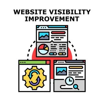 Website visibility improvement strategy digital marketing concept 스톡 일러스트