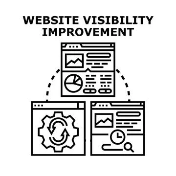 Website visibility improvement strategy digital marketing concept Stock Illustration