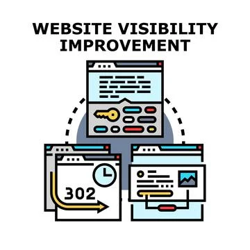 Website visibility improvement strategy for digital marketing Stock Illustration