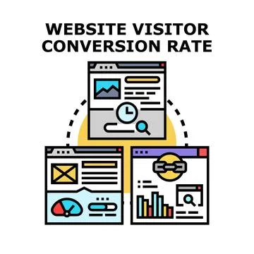 Website visitor conversion rate process analyzing data 스톡 일러스트