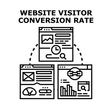 Website visitor conversion rate process analyzing data 스톡 일러스트