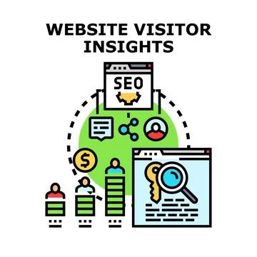 Website visitor insights analyzing user engagement and online data Stock Illustration