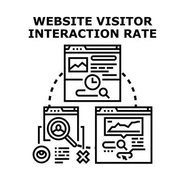 Website visitor interaction rate analyzing digital data Stock Illustration