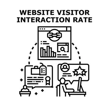 Website visitor interaction rate concept process engaging online users Stock Illustration