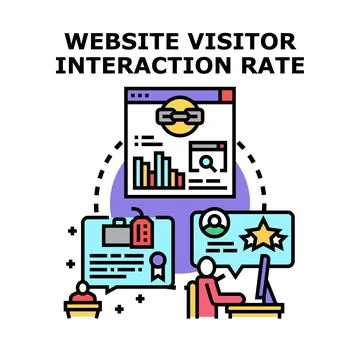 Website visitor interaction rate concept process engaging online users Stock Illustration