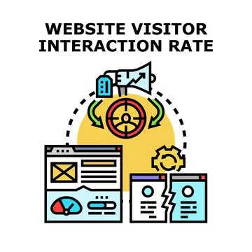 Website visitor interaction rate measuring digital engagement Illustrazione stock