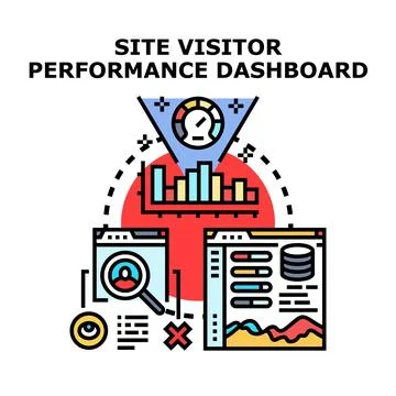 Website visitor performance dashboard analyzing online traffic metrics Stock Illustration