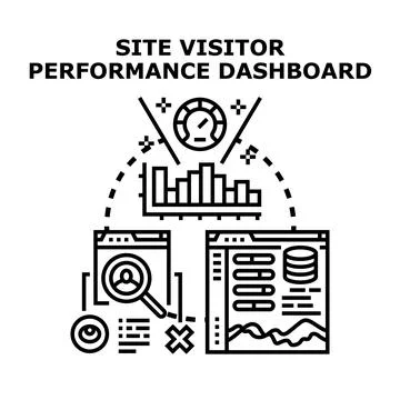 Website visitor performance dashboard analyzing online traffic metrics Stock Illustration