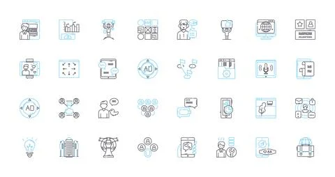 Website visitors linear icons set. Traffic, Engagement, Bounce, Clicks Stock Illustration