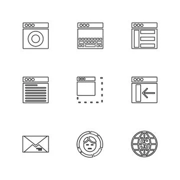 Website , web , user interface , web app , eps icons set vector Stock Illustration