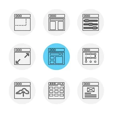 Website , web , user interface , web app , eps icons set vector Stock Illustration