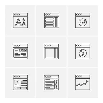 Website , web , user interface , web app , eps icons set vector Illustrazione stock