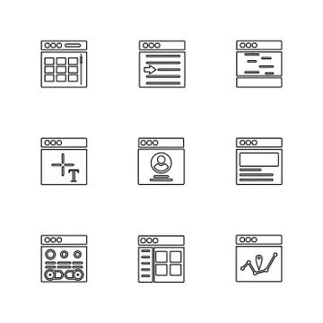 Website , web , user interface , web app , eps icons set vector Ilustración de archivo