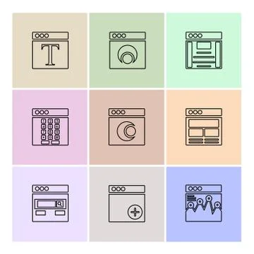 Website , web , user interface , web app , eps icons set vector Stock Illustration