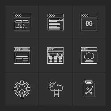 Website , web , user interface , web app , eps icons set vector Illustrazione stock