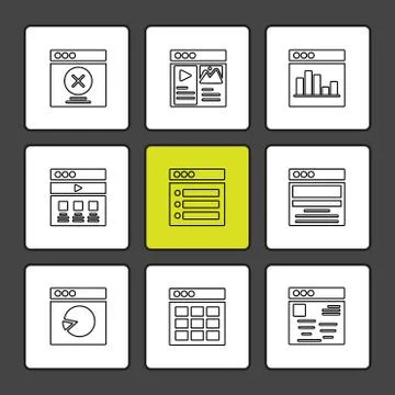 Website , web , user interface , web app , eps icons set vector Stock Illustration