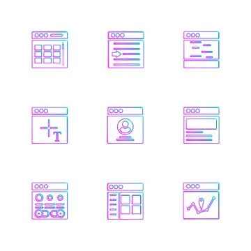 Website , web , user interface , web app , eps icons set vector Illustrazione stock
