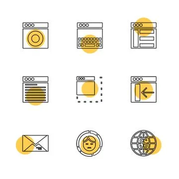 Website , web , user interface , web app , eps icons set vector Stock Illustration