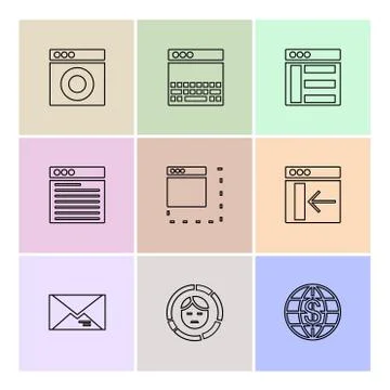 Website , web , user interface , web app , eps icons set vector Stock Illustration