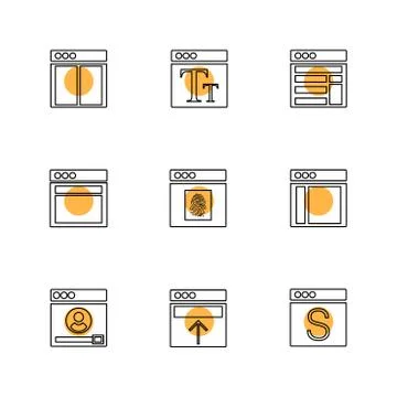 Website , web , user interface , web app , eps icons set vector Stock Illustration