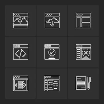 Website , web , user interface , web app , eps icons set vector Stock Illustration