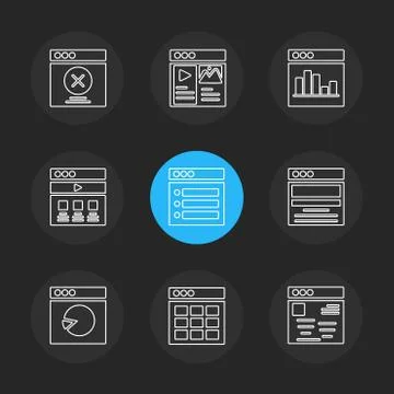 Website , web , user interface , web app , eps icons set vector Stock Illustration
