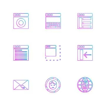 Website , web , user interface , web app , eps icons set vector Stock Illustration