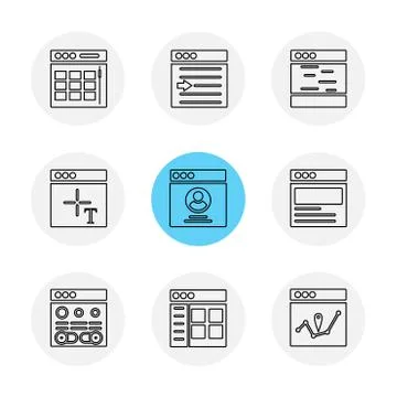 Website , web , user interface , web app , eps icons set vector Illustrazione stock
