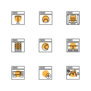 Website , web , user interface , web app , eps icons set vector Stock Illustration