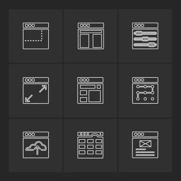 Website , web , user interface , web app , eps icons set vector Stock Illustration