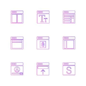 Website , web , user interface , web app , eps icons set vector Illustrazione stock