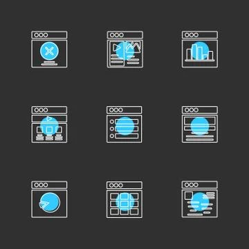 Website , web , user interface , web app , eps icons set vector Stock Illustration