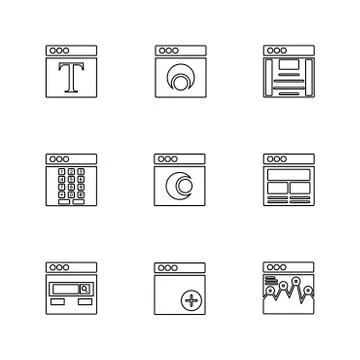 Website , web , user interface , web app , eps icons set vector Illustrazione stock