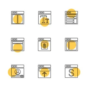 Website , web , user interface , web app , eps icons set vector Stock Illustration