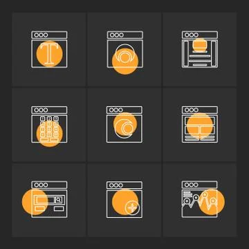 Website , web , user interface , web app , eps icons set vector Stock Illustration