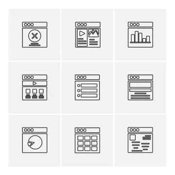 Website , web , user interface , web app , eps icons set vector Stock Illustration