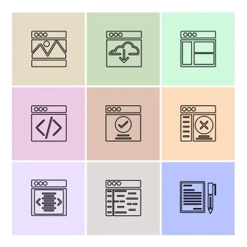 Website , web , user interface , web app , eps icons set vector Stock Illustration