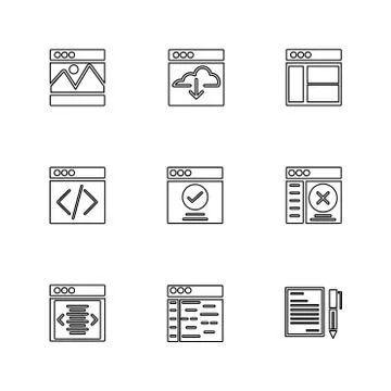 Website , web , user interface , web app , eps icons set vector Illustrazione stock