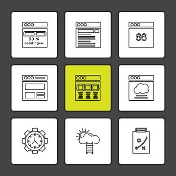 Website , web , user interface , web app , eps icons set vector Stock Illustration