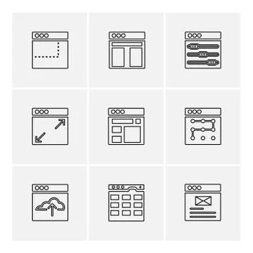 Website , web , user interface , web app , eps icons set vector Ilustración de archivo