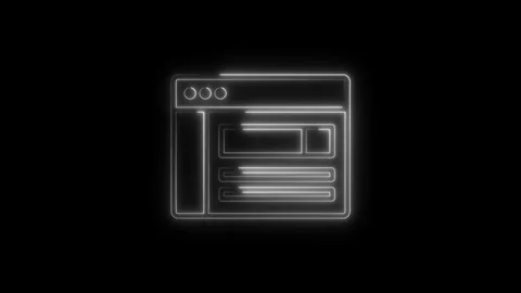 Website wireframe interface animation glowing neon outline on black backgro.. 스톡 동영상 314542258