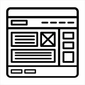 Website wireframe layout icon in 8K ultra quality image ratio with wireframe Stock Illustration