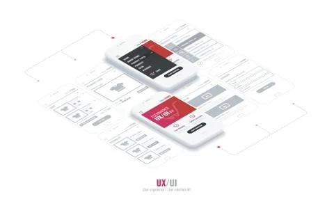 Website wireframe for mobile apps with link . A conceptual mobile phones with a Stock Illustration