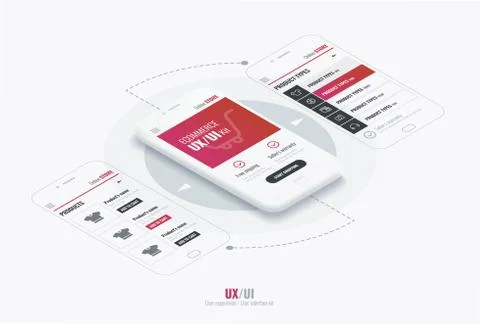 Website wireframe for mobile apps with round arrows . A conceptual mobile phones Stock Illustration