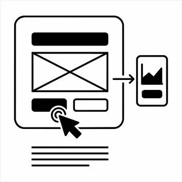 Website wireframe mobile conversion design concept 8K ultra quality image rat Stock Illustration