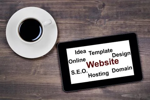 Website word on tablet device Foto stock