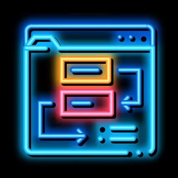 Website working process steps neon glow icon illustration Stock Illustration